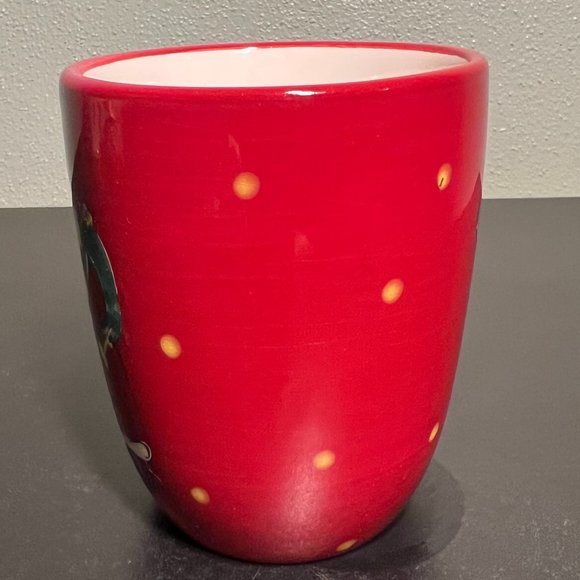 Pair of WORLD MARKET Hand Painted Christmas Mugs  ~ Santa Claus ~ Christmas Tree - Picture 3 of 15